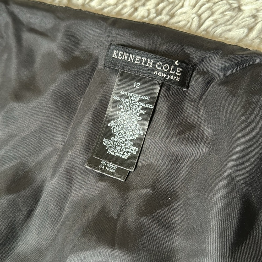 KENNETH COLE NY SKIRT black white houndstooth plaid wool short length size 12 - Picture 10 of 12